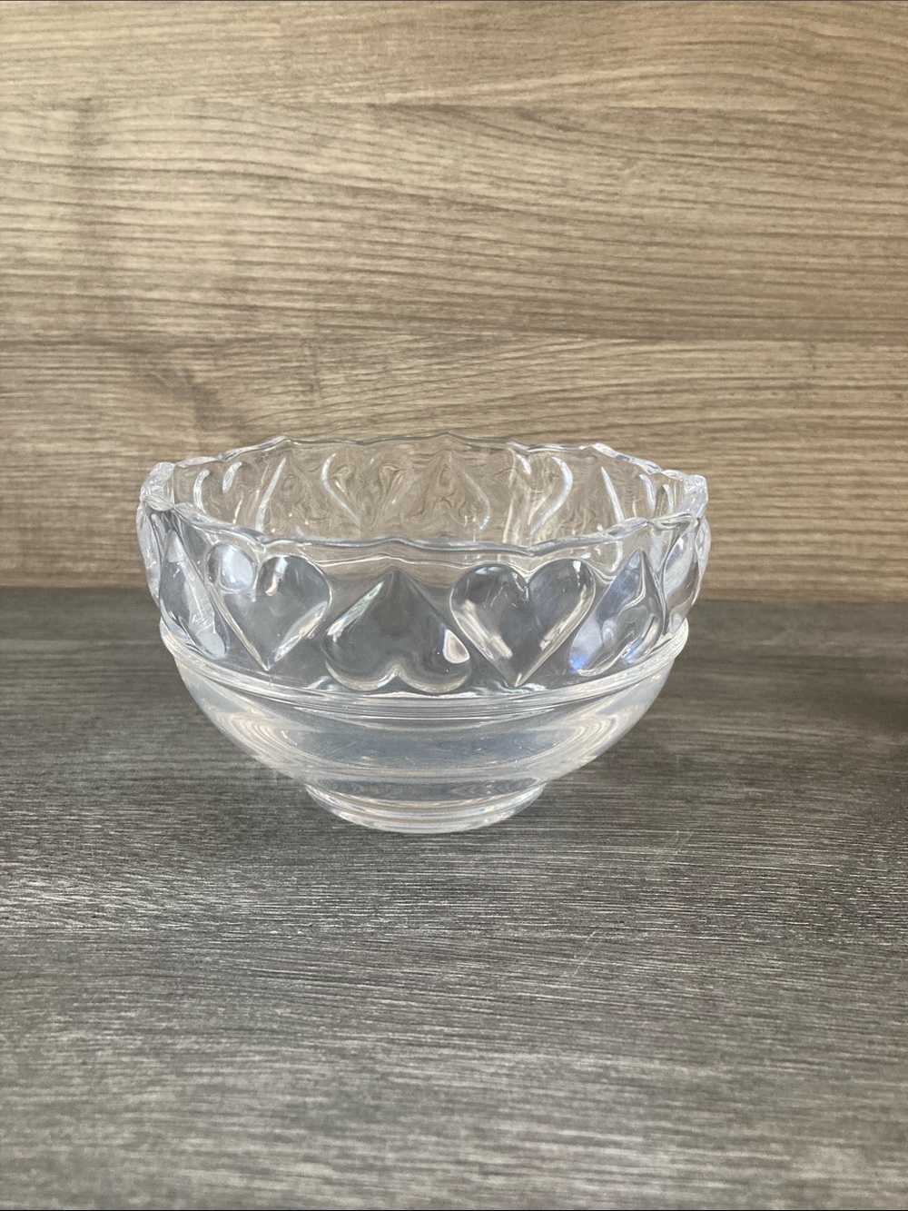 Tiffany & Co. Heart Embossed Crystal Bowl